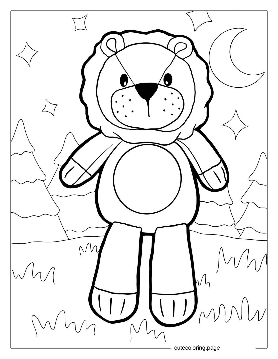 Cute Lion Toy To Color For Kids coloring page