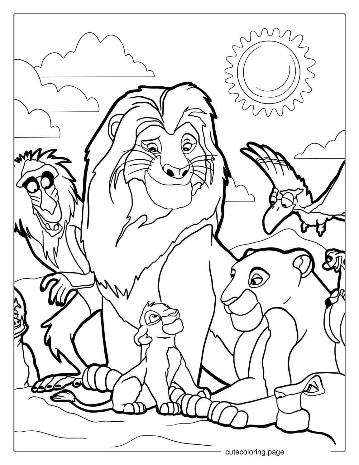 Disney Lion King Characters Coloring For Kids coloring page