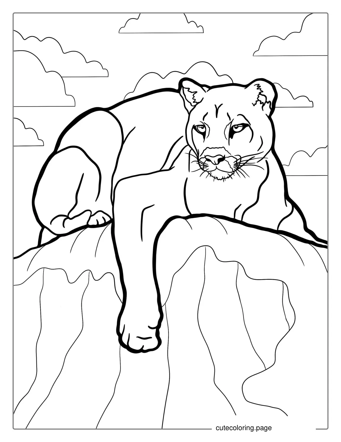 Female Lion Resting In Sun coloring page