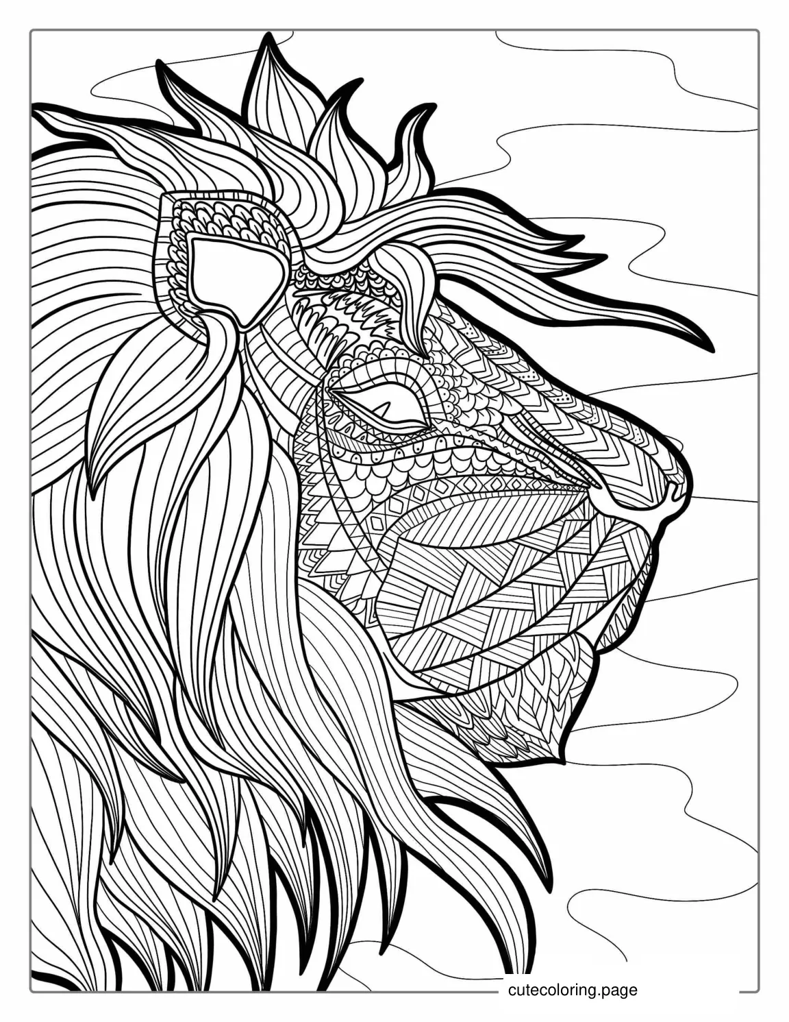 Lion Mandala Coloring Page For Adults coloring page