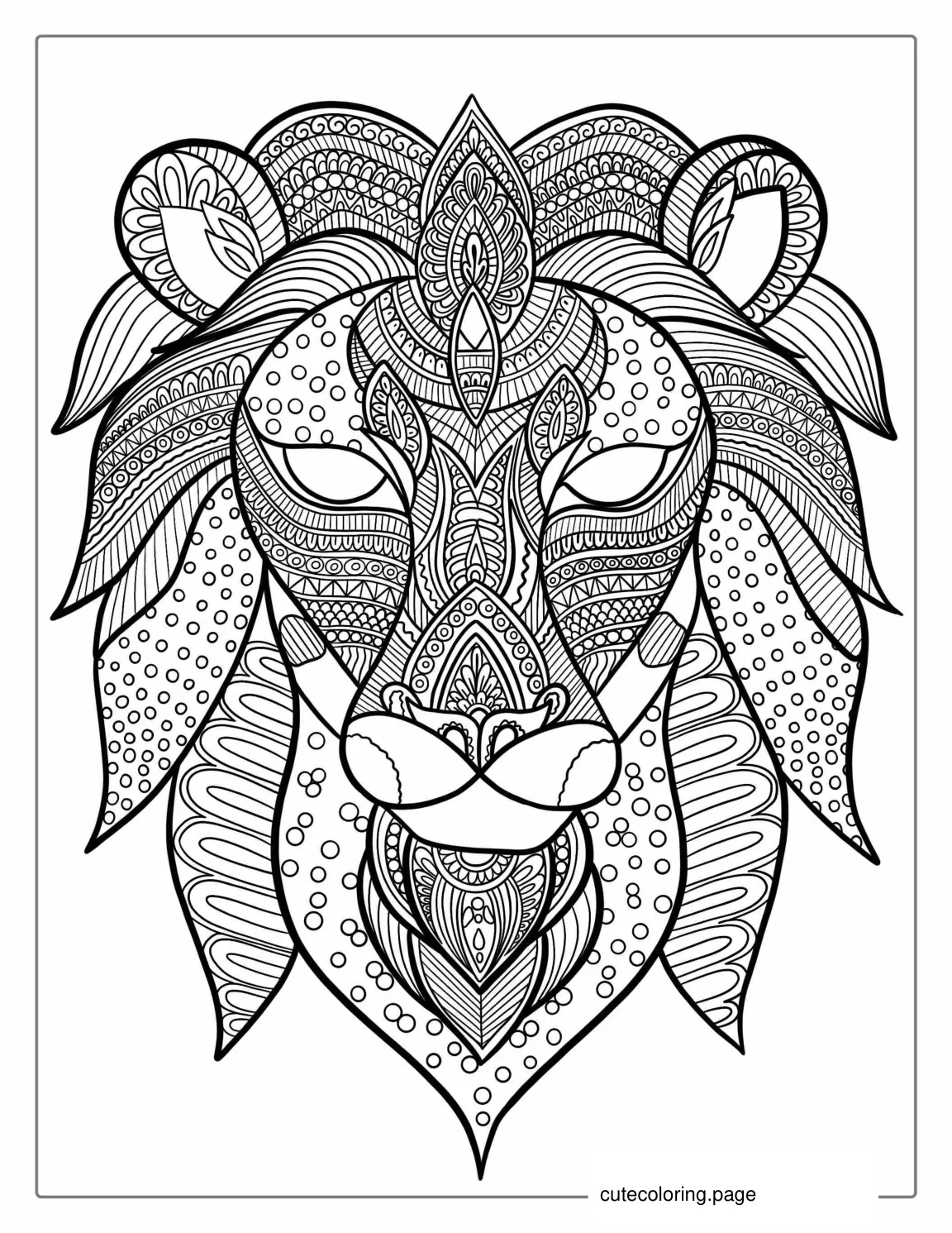 Mandala Lion Detailed For Coloring coloring page