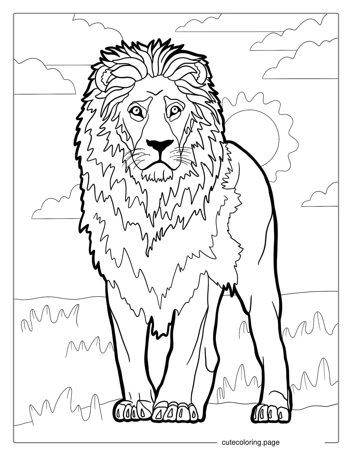 Pride Lion Male Coloring Sheet coloring page