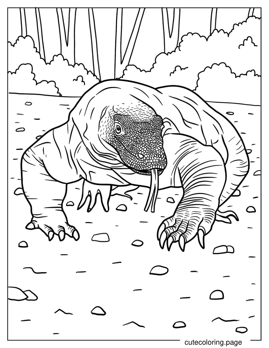 Komodo Dragon Walking Coloring Sheet coloring page