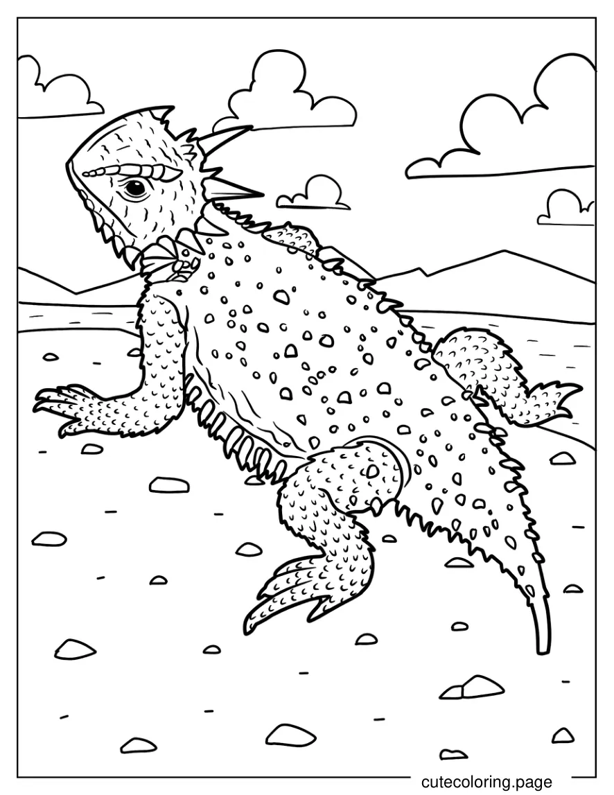 Texas horned lizard In Desert Coloring Sheet coloring page