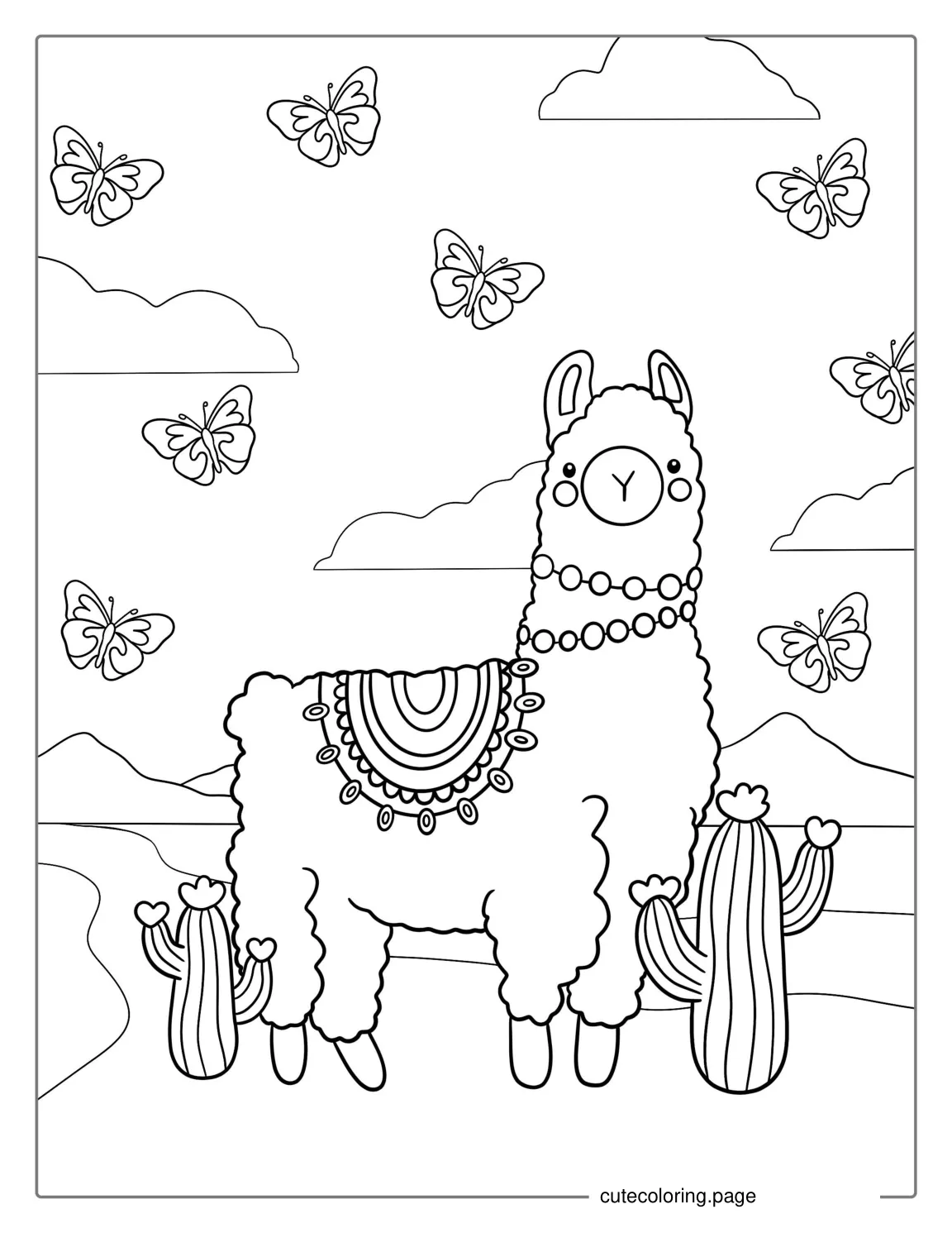 Adorable Fluffy Llama Wearing South American Style Saddle 1 coloring page