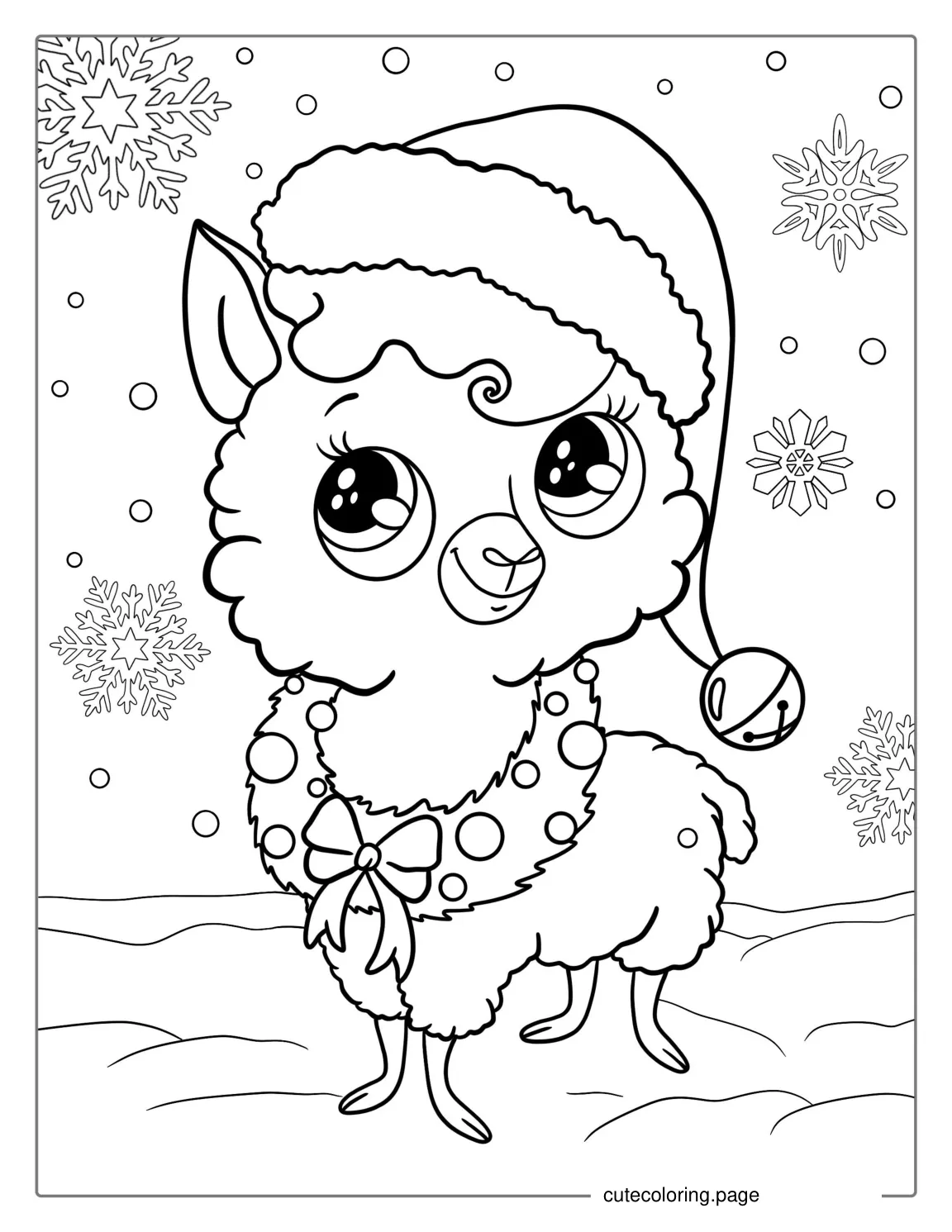 Cute Kawaii Llama Coloring Page 1 coloring page