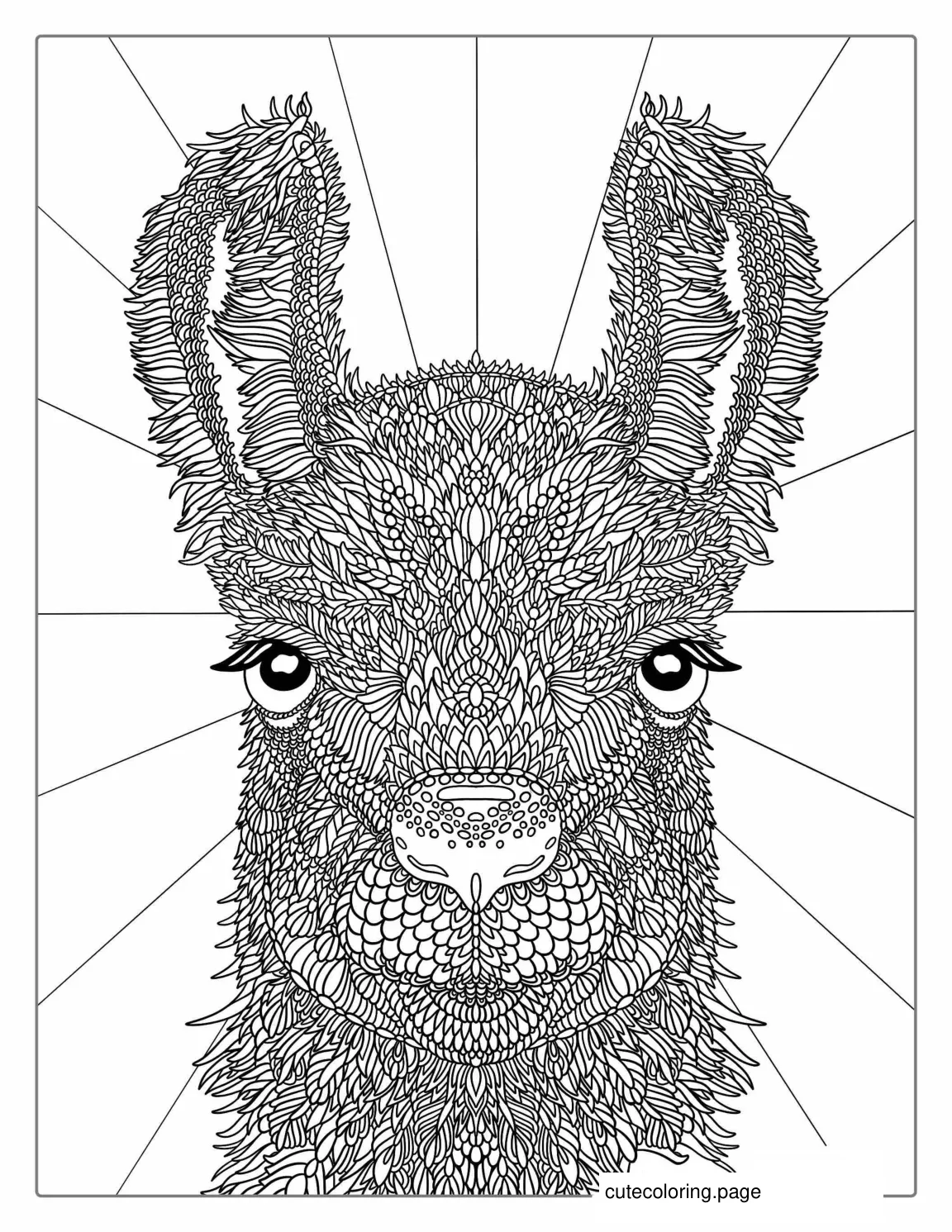 Detailed Llama Coloring Page For Adults 1 coloring page