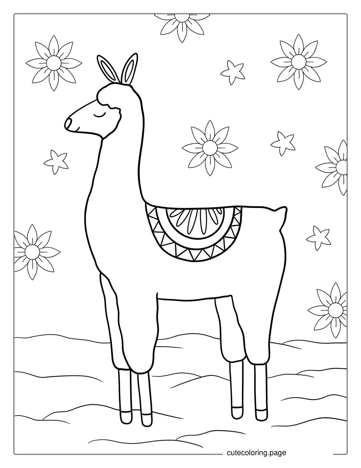 Easy Llama Coloring Page For Preschoolers 1 coloring page