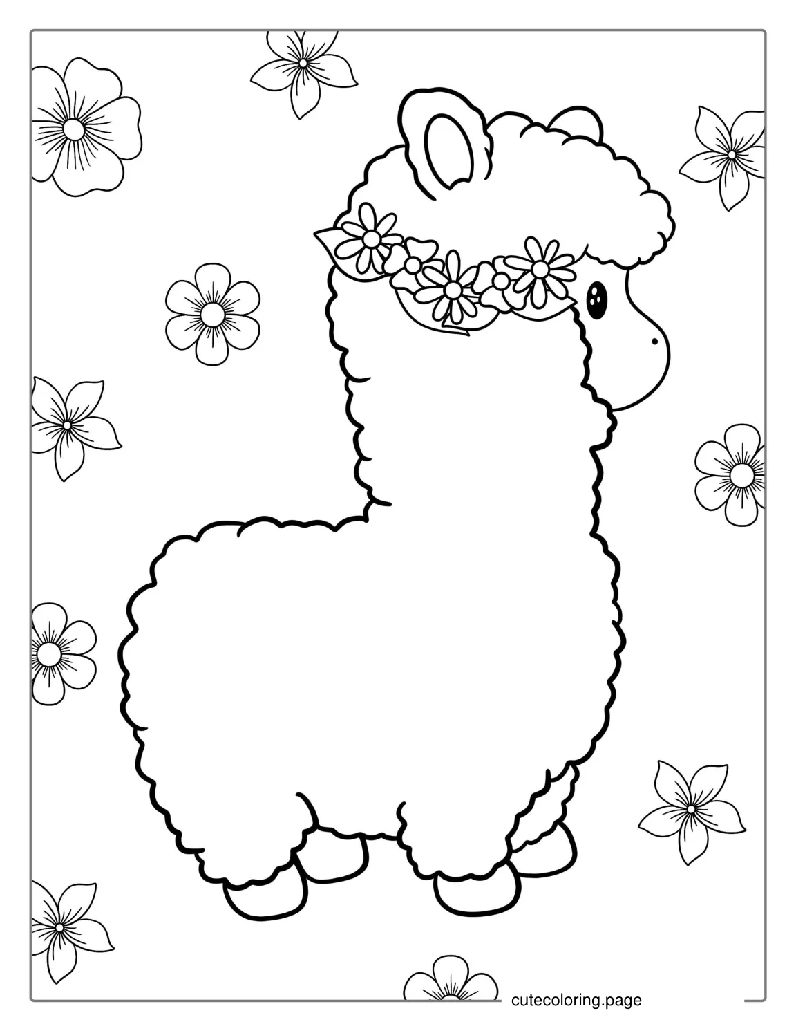 Easy To Color Llama For Kids 1 coloring page