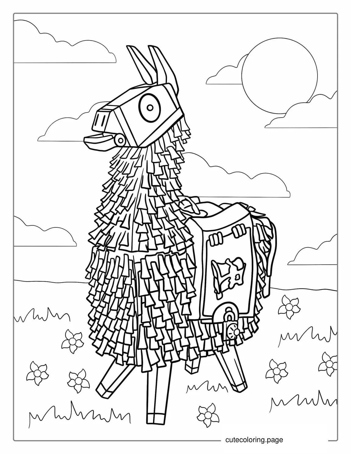 Fortnite Llama Coloring Sheet For Kids 1 coloring page