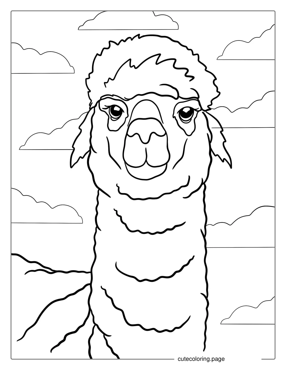 Llama Face Coloring Sheet For Kids 1 coloring page