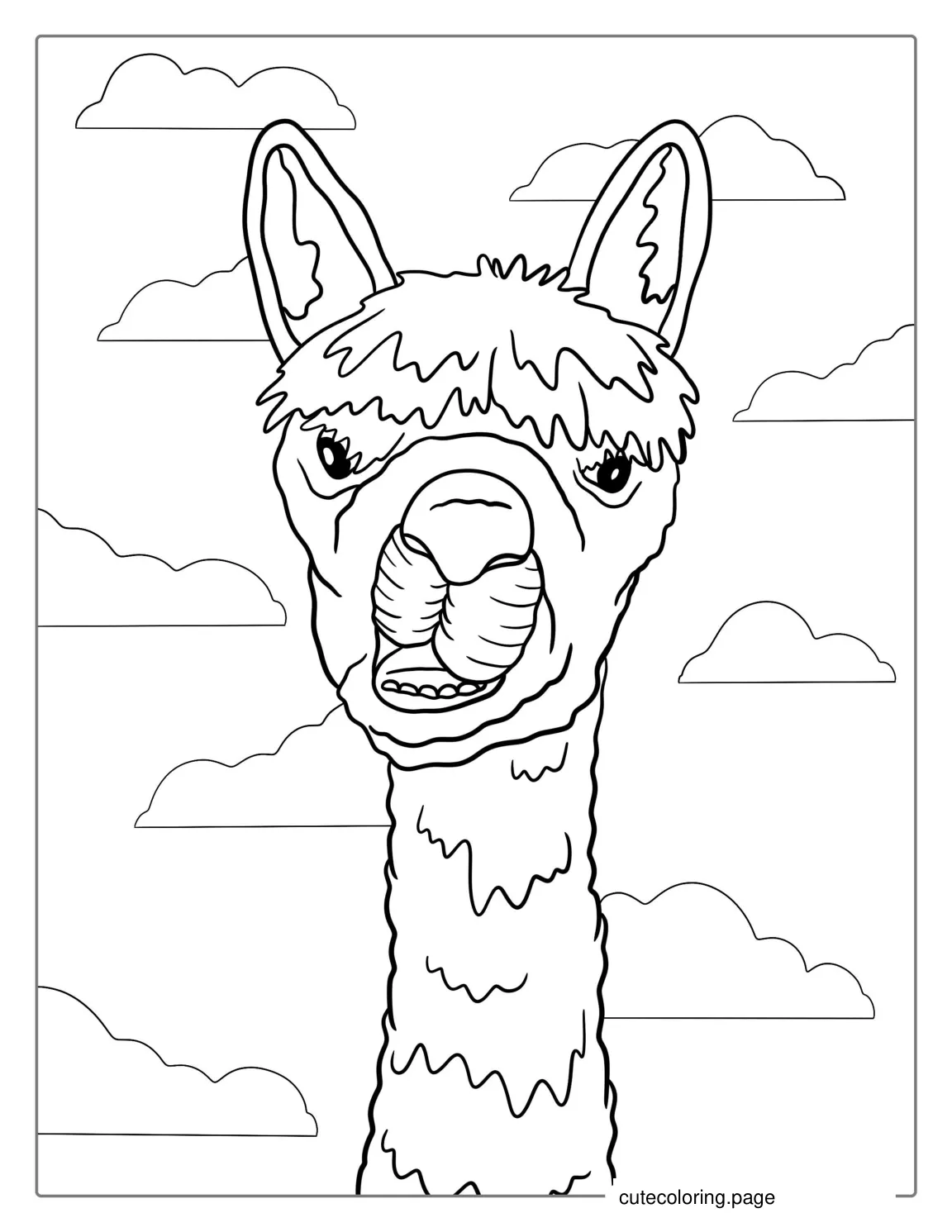 Llama Making Funny Face 1 coloring page