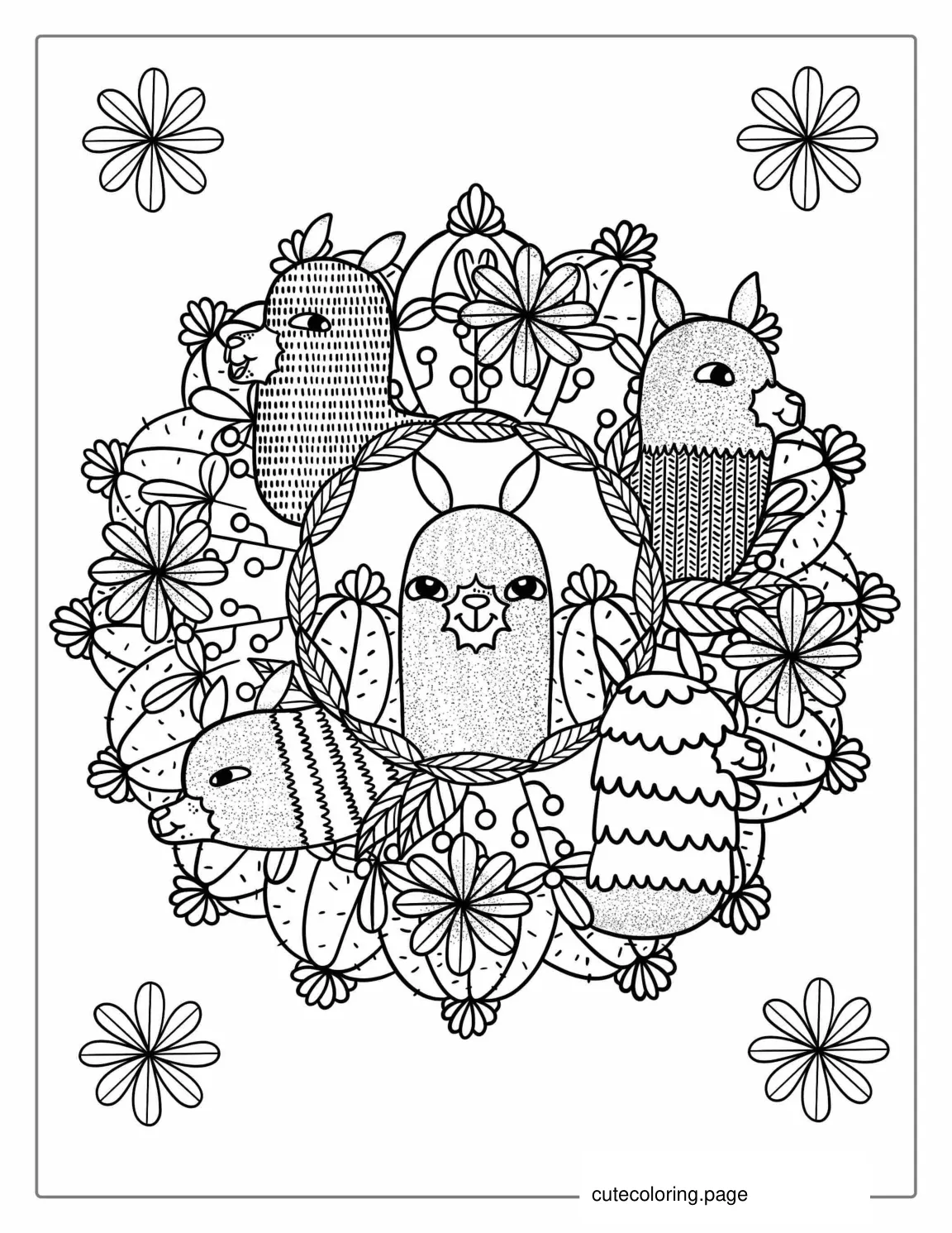 Llama Mandala Coloring Page For Adults 1 coloring page