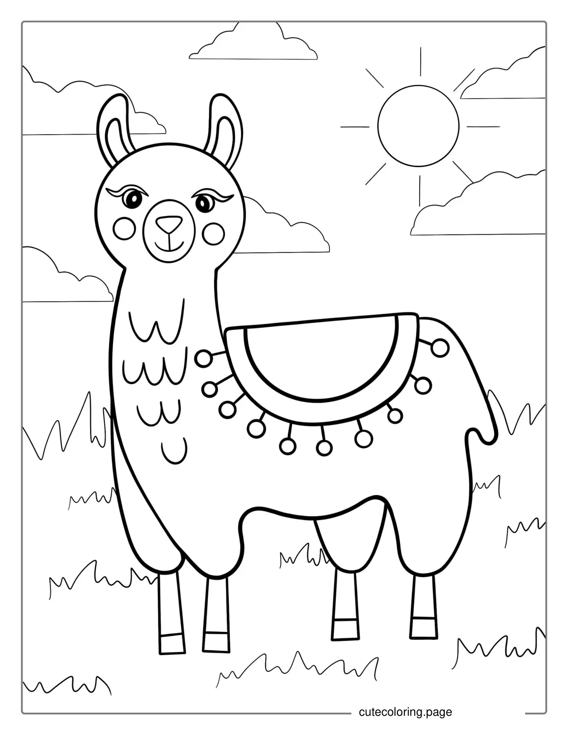 Simple To Color Llama For Kids 1 coloring page