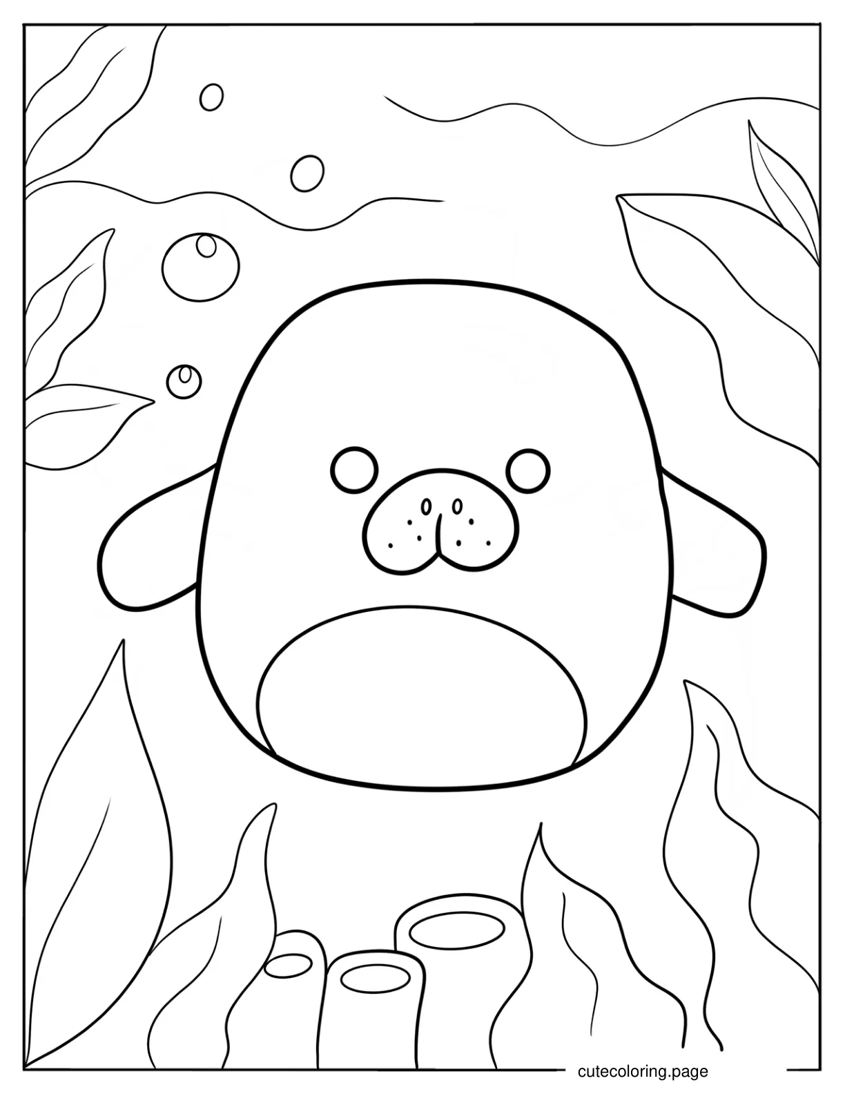 Easy Manatee Underwater Coloring Page For Preschoolers coloring page