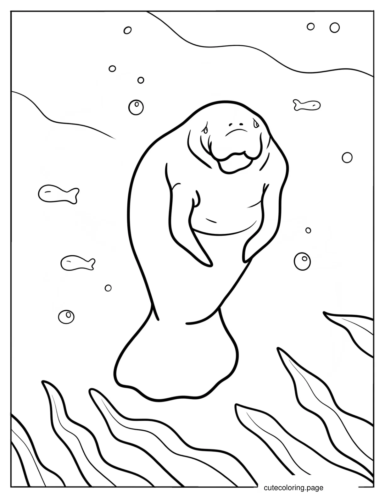 Large Swimming Manatee Coloring Page coloring page