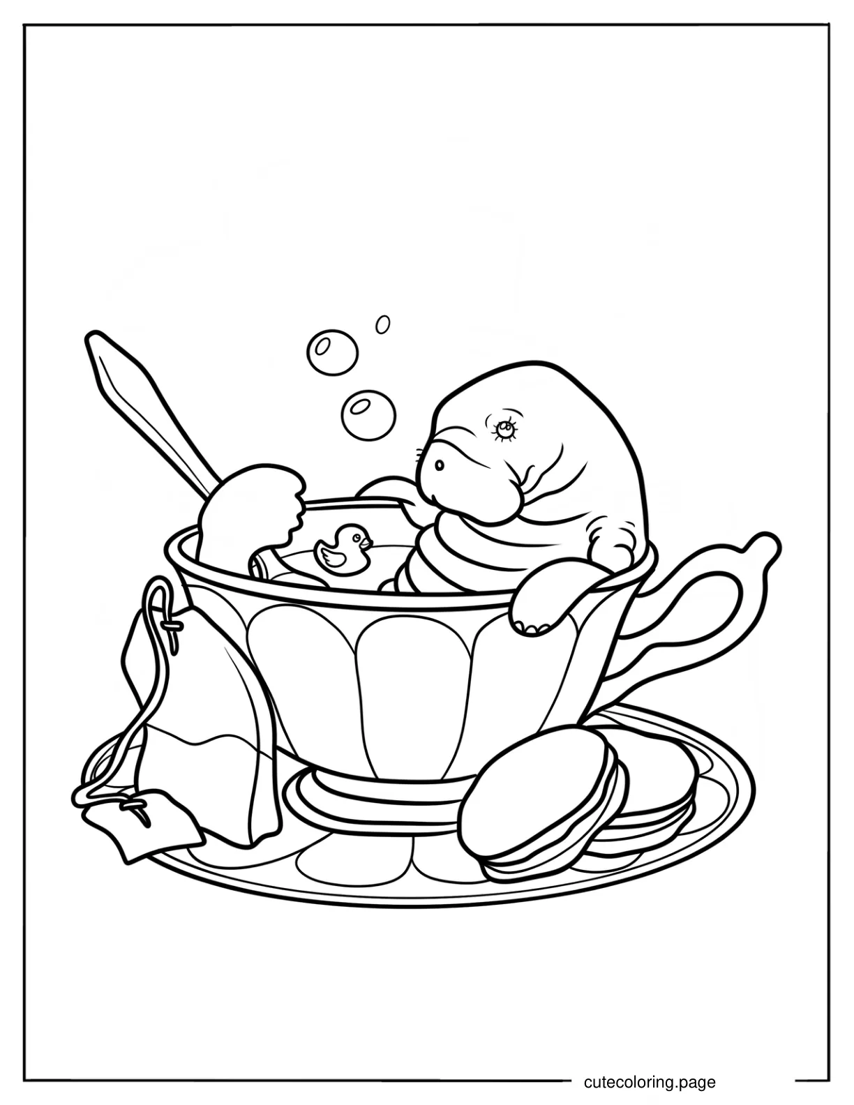 Manatee Bathing In A Teacup coloring page