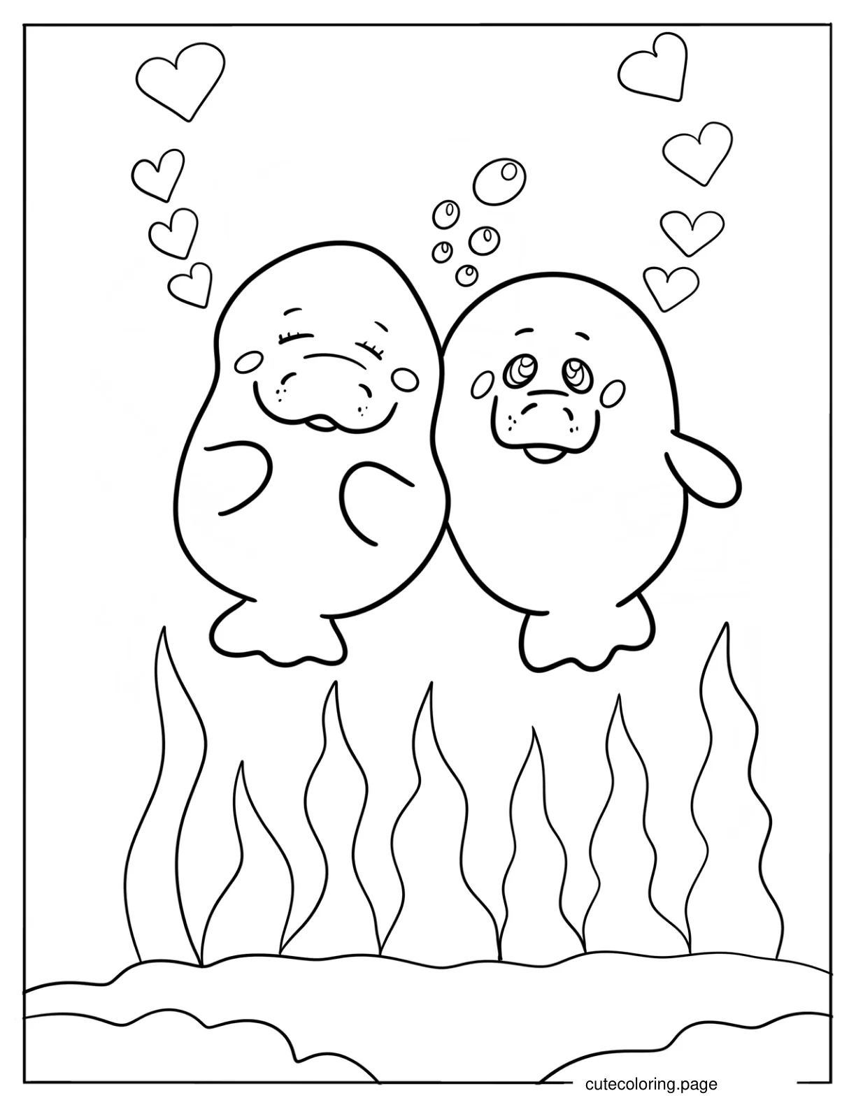 Two Manatees In Love Coloring Page coloring page