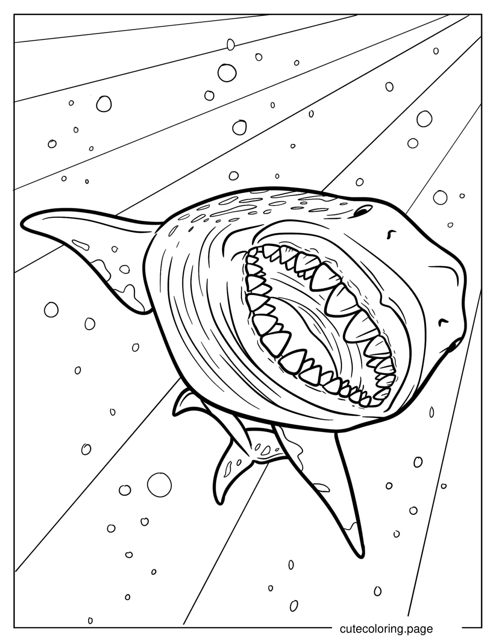 Easy Megalodon Undersea Coloring Sheet For Kids coloring page