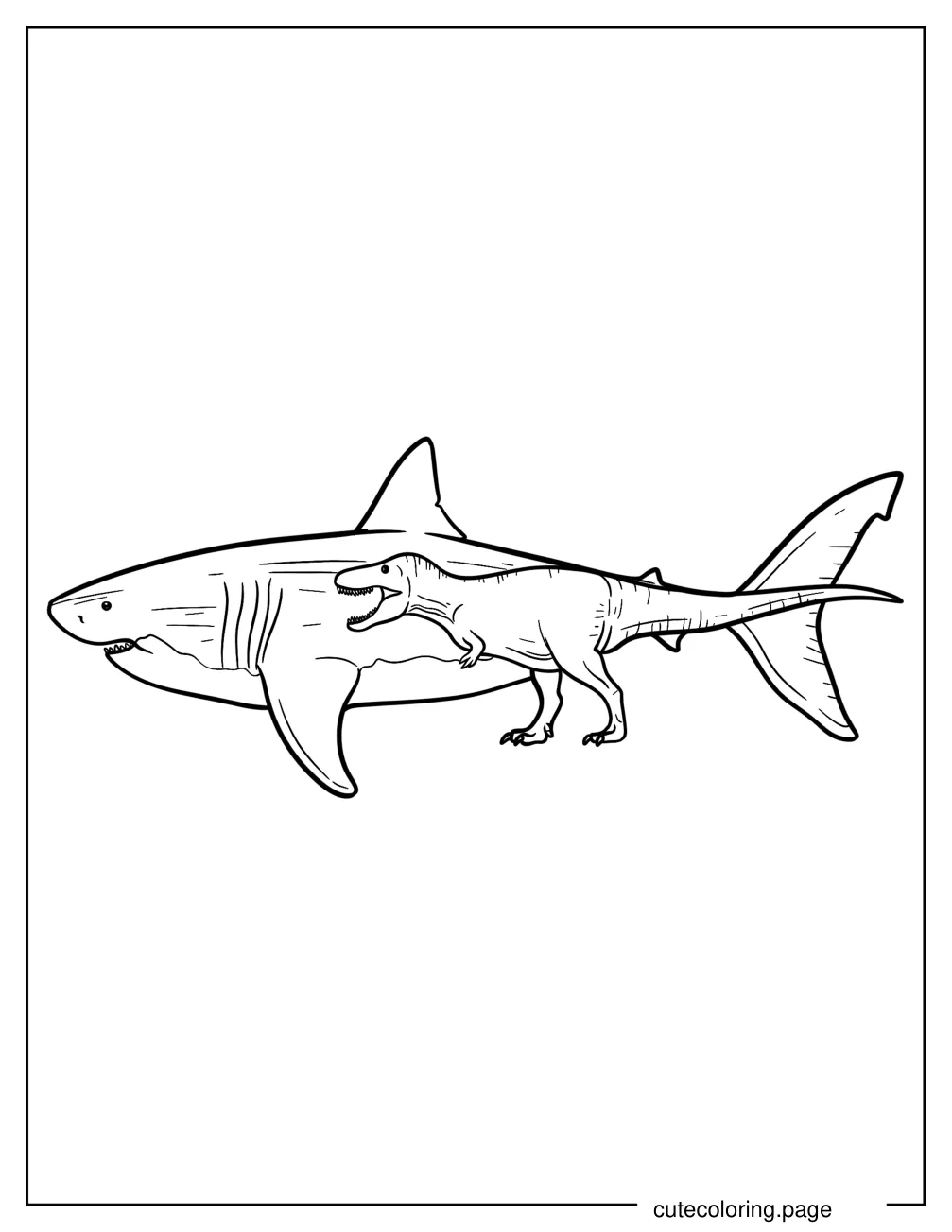 Megalodon And T Rex Size Comparison coloring page