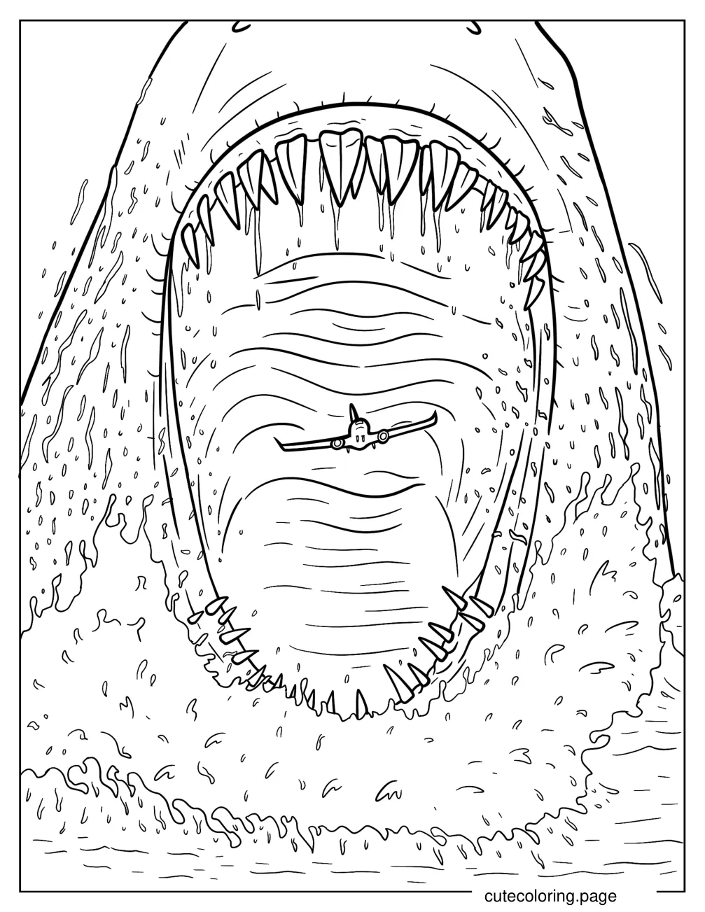 Megalodon Catching An Airplane Coloring Page coloring page