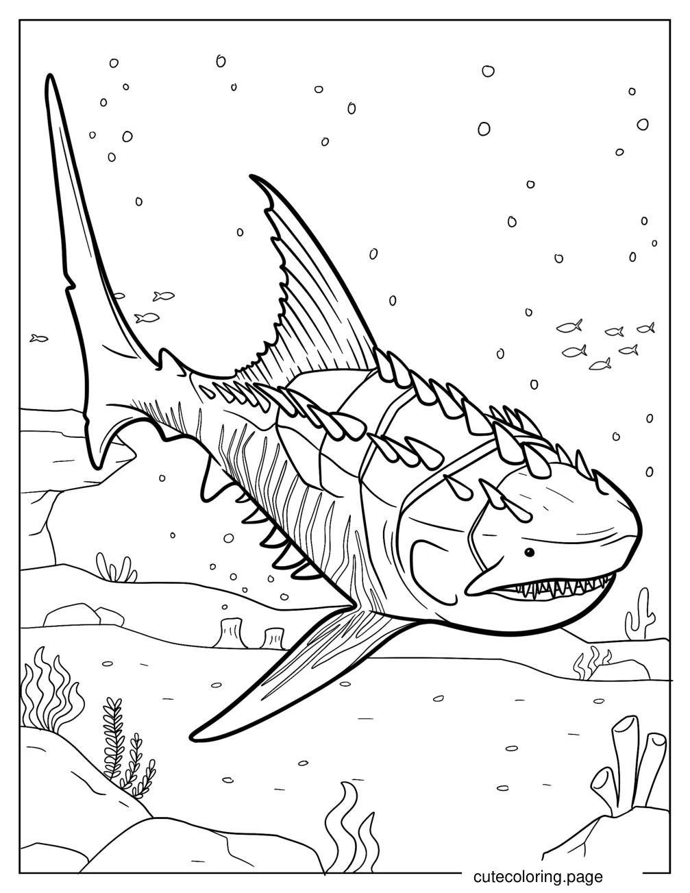 Megalodon With Spikes Coloring Page coloring page