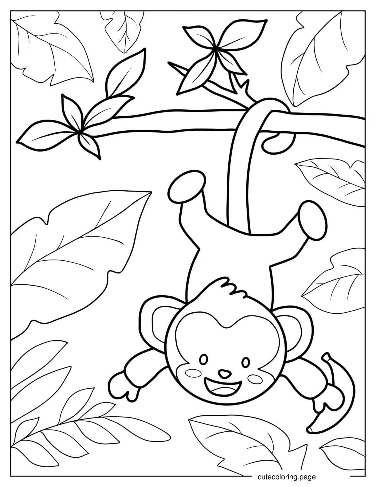 Baby Monkey Hanging From Its Tail Coloring Sheet coloring page