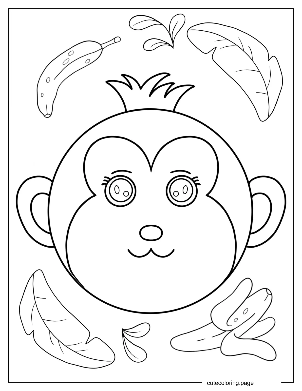 Cartoon Monkey Face Coloring Page For Preschoolers coloring page