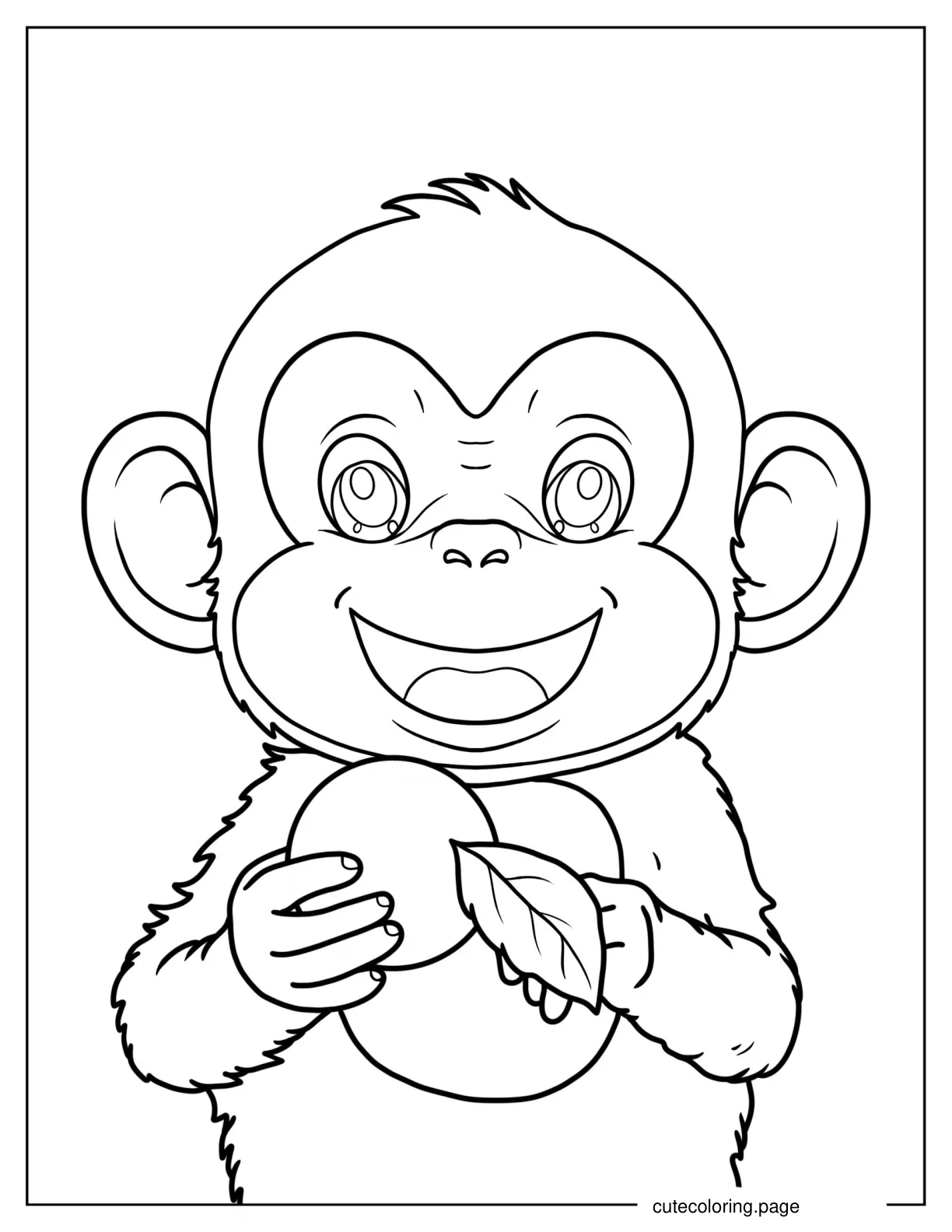 Easy Outline Of Baby Monkey Holding Oranges coloring page