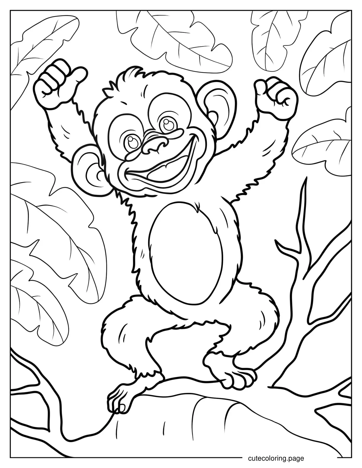 Furry Monkey Dancing coloring page