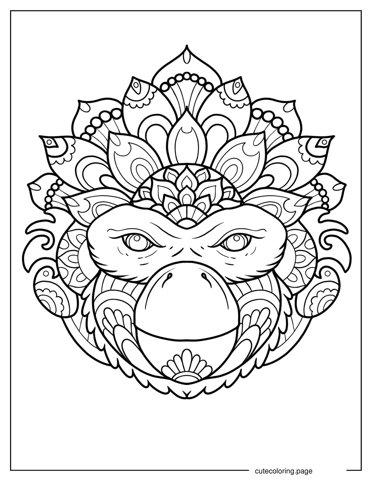 Monkey Mandala coloring page