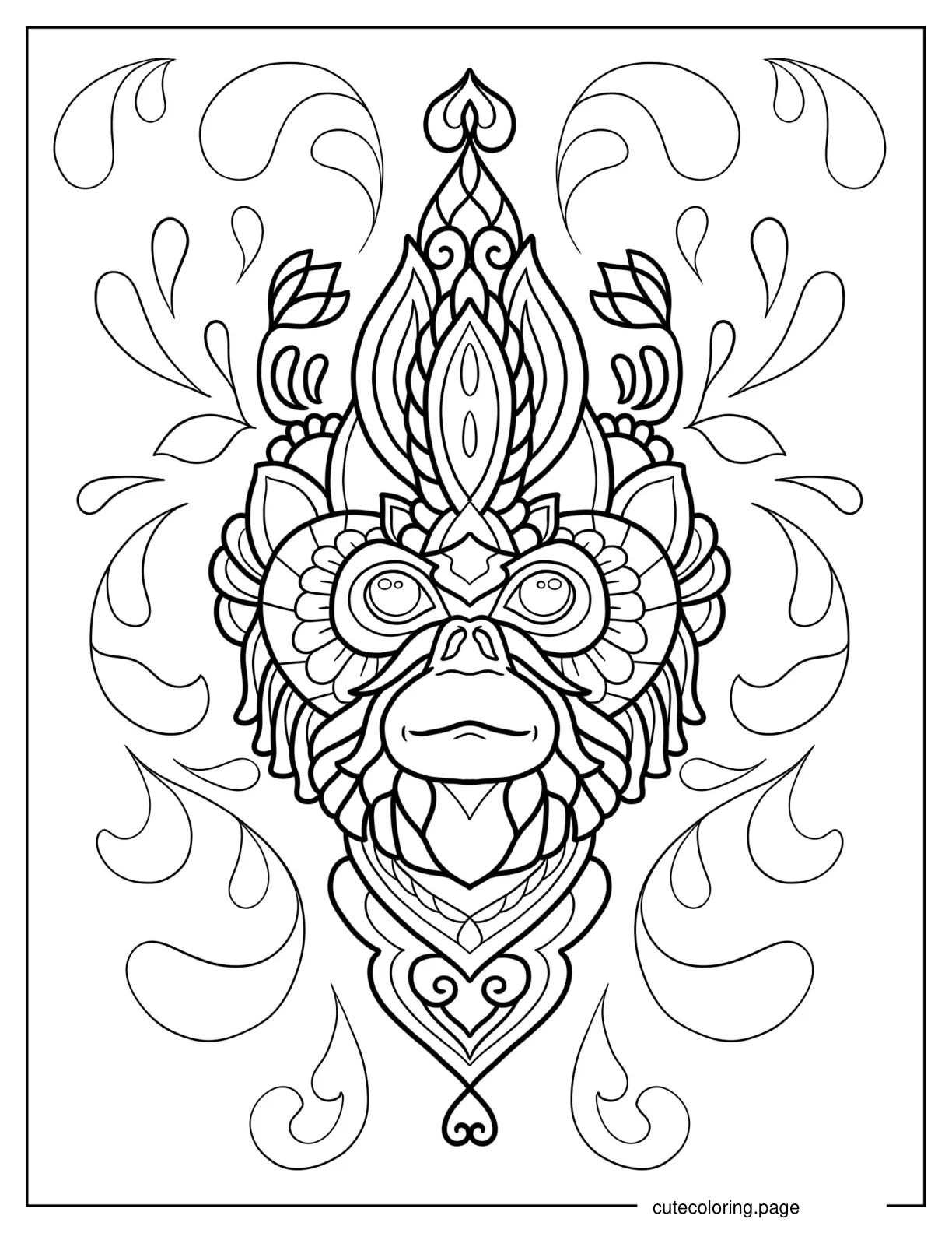 Simple Monkey Face Mandala Coloring Sheet coloring page