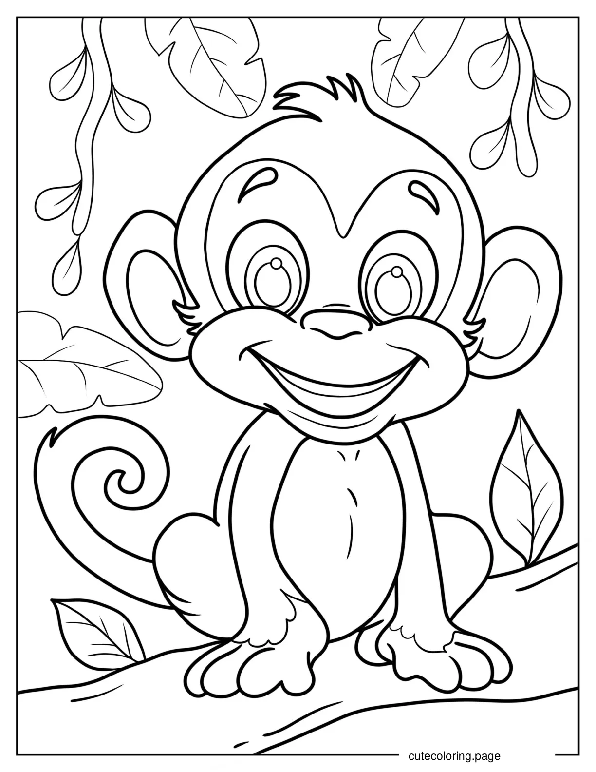 Smiling Cartoon Monkey Coloring Page coloring page