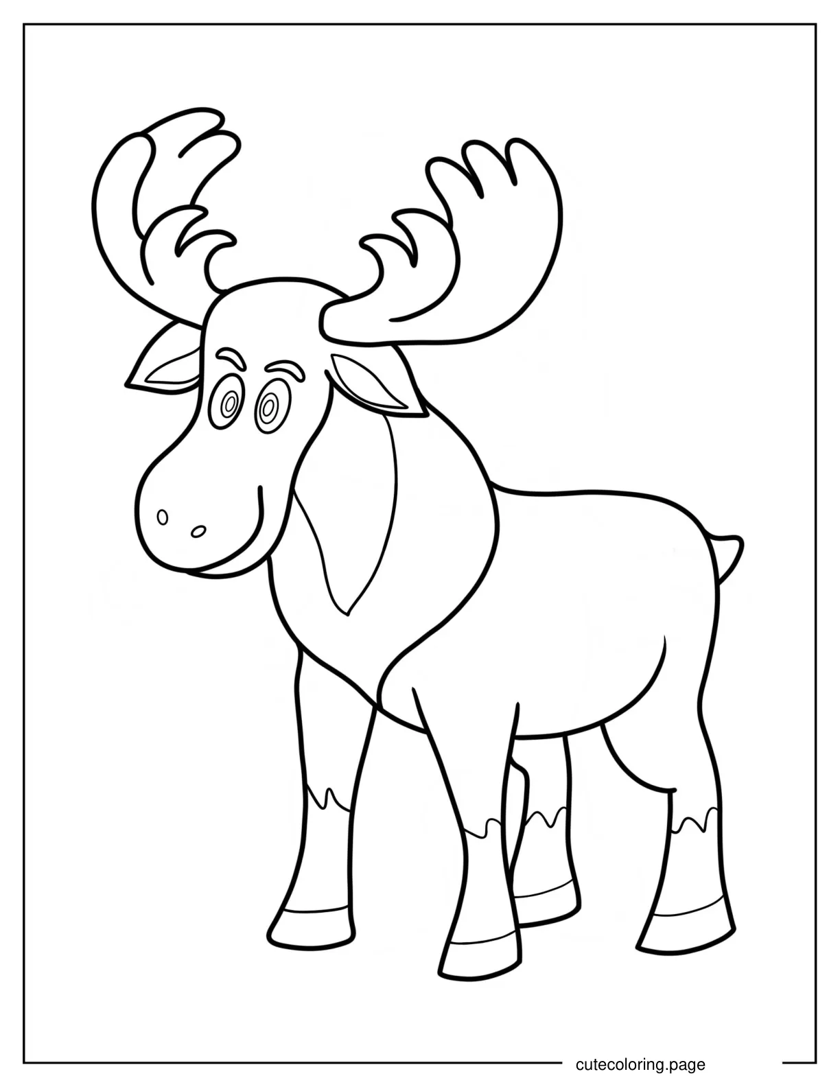 Easy Cartoon Moose Coloring Page For Preschoolers coloring page