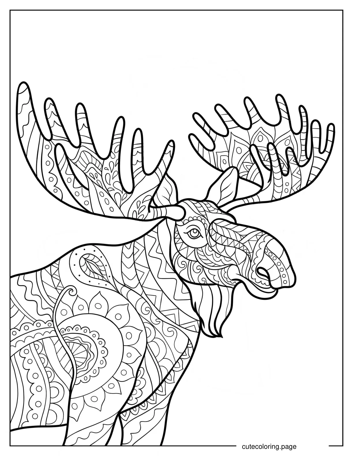 Intricate Moose Mandala coloring page