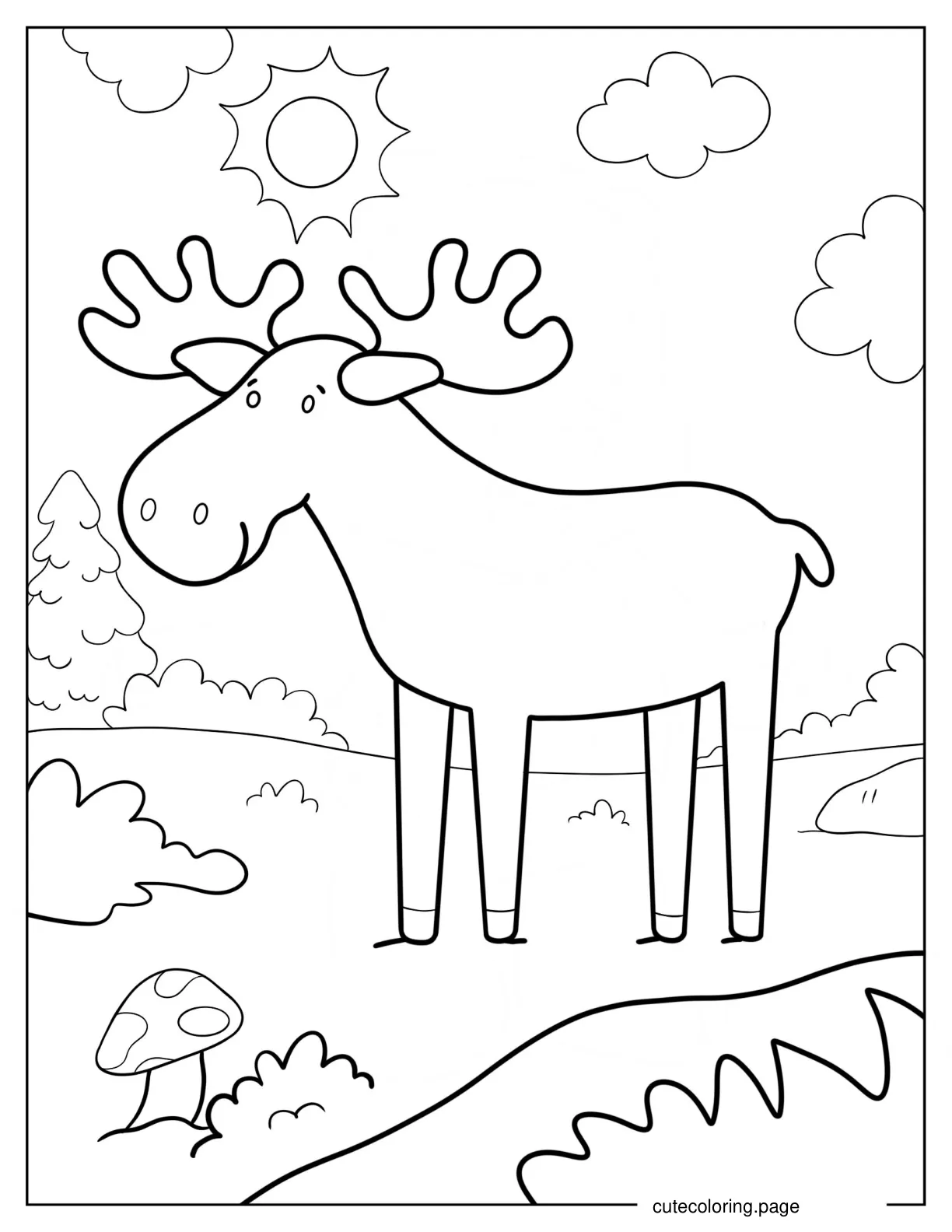 Simple Moose Outline Coloring Sheet For Preschoolers coloring page