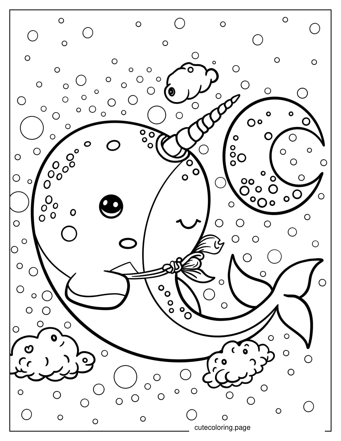 Aesthetic Narwhal Coloring Page coloring page