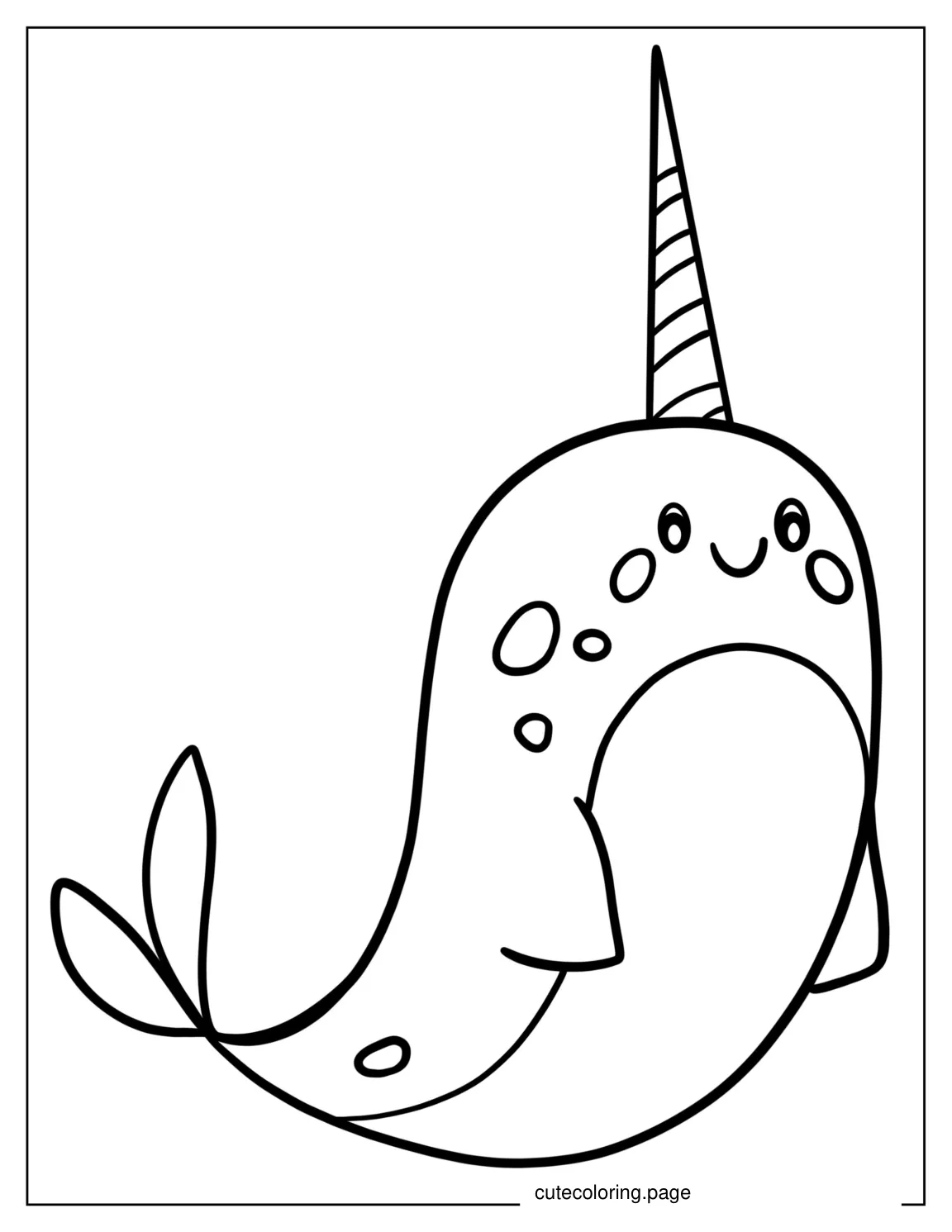 Coloring Page Of a Kawaii Narwhal coloring page