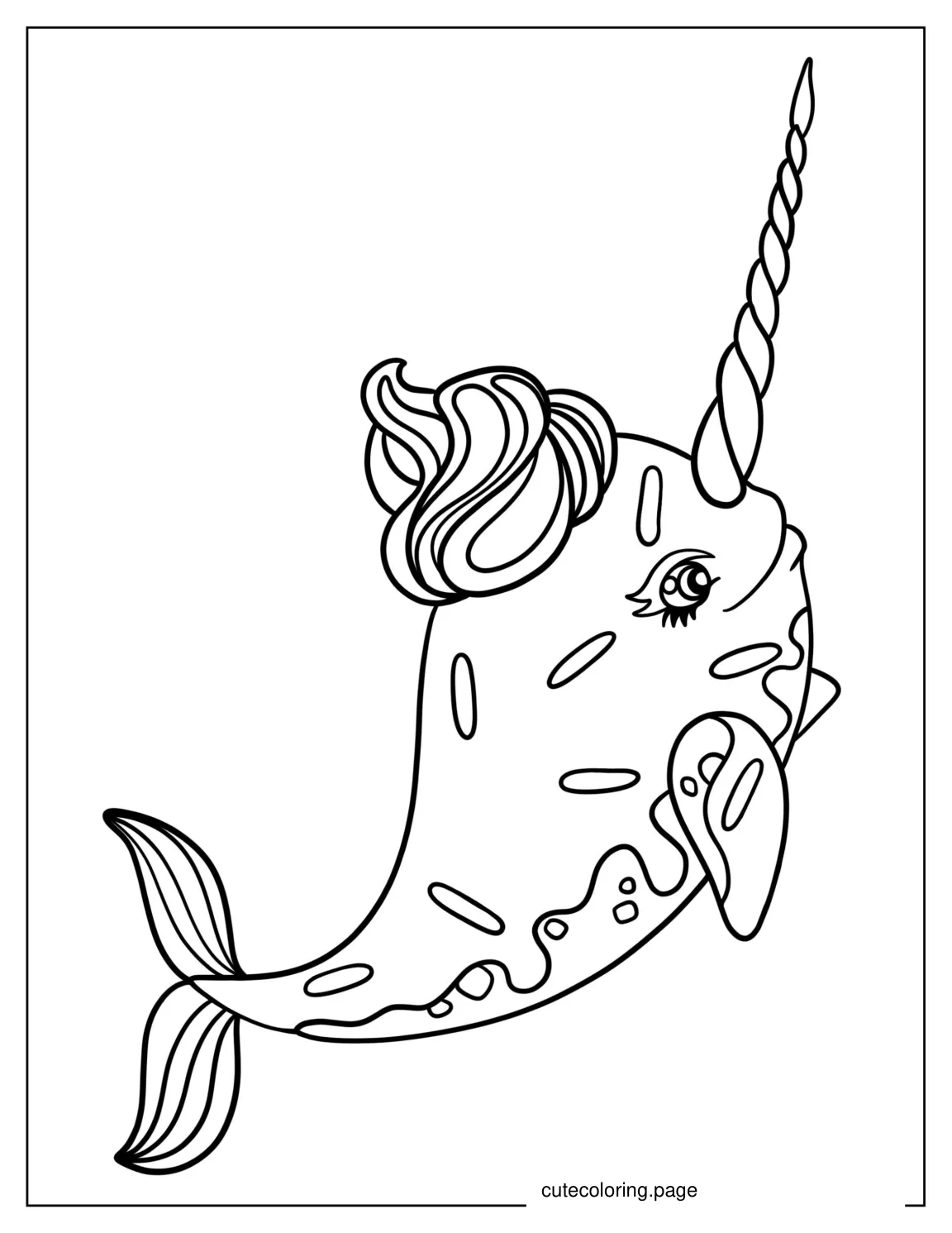 Cute Unicorn Narwhal To Color coloring page