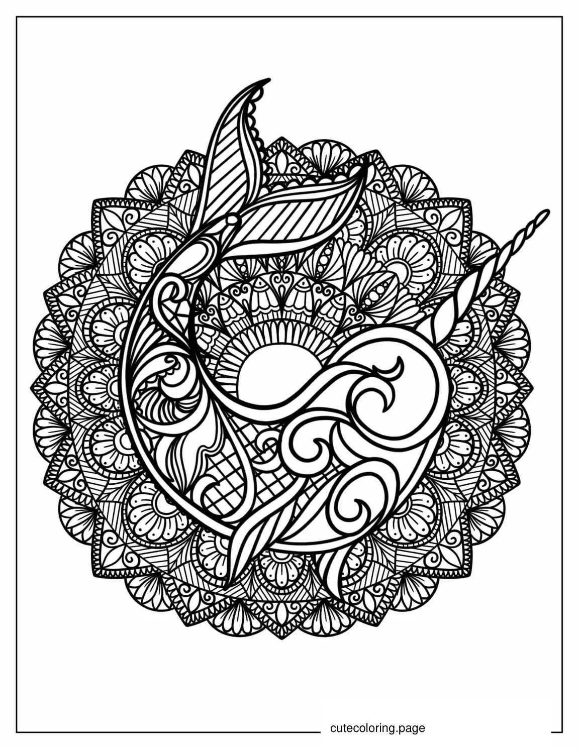 Detailed Narwhal Coloring Page coloring page