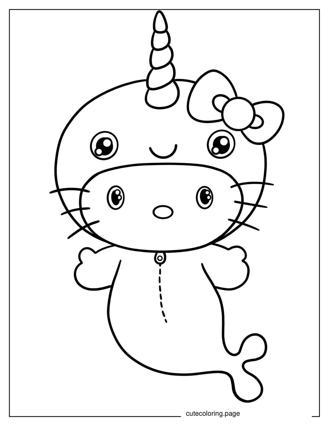 Hello Kitty Narwhal Coloring Page coloring page