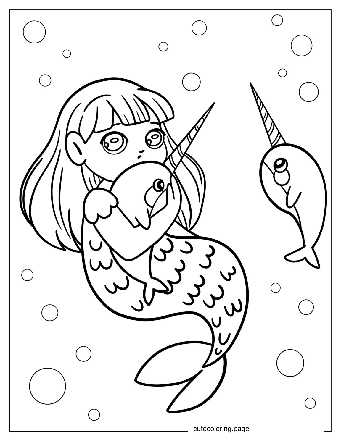 Mermaid And Narwhal Coloring Sheets coloring page