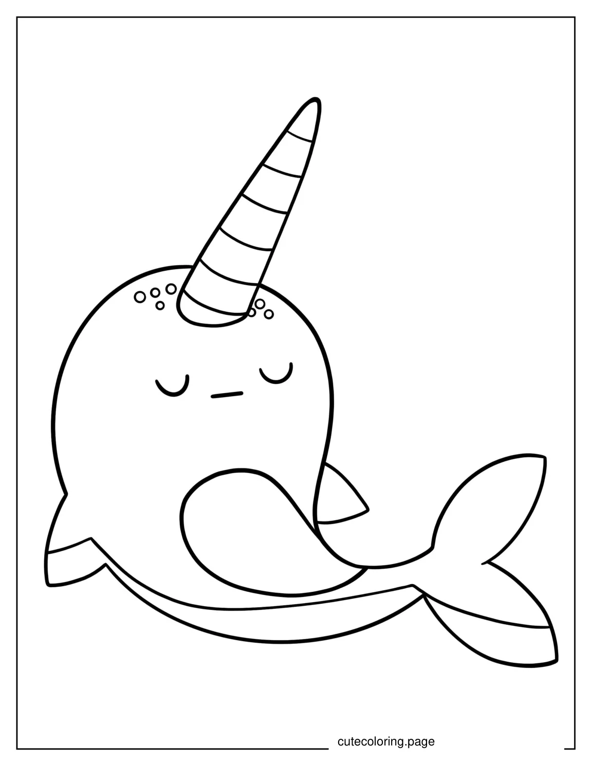 Simple Outline Of a Narwhal To Color For Preschoolers coloring page