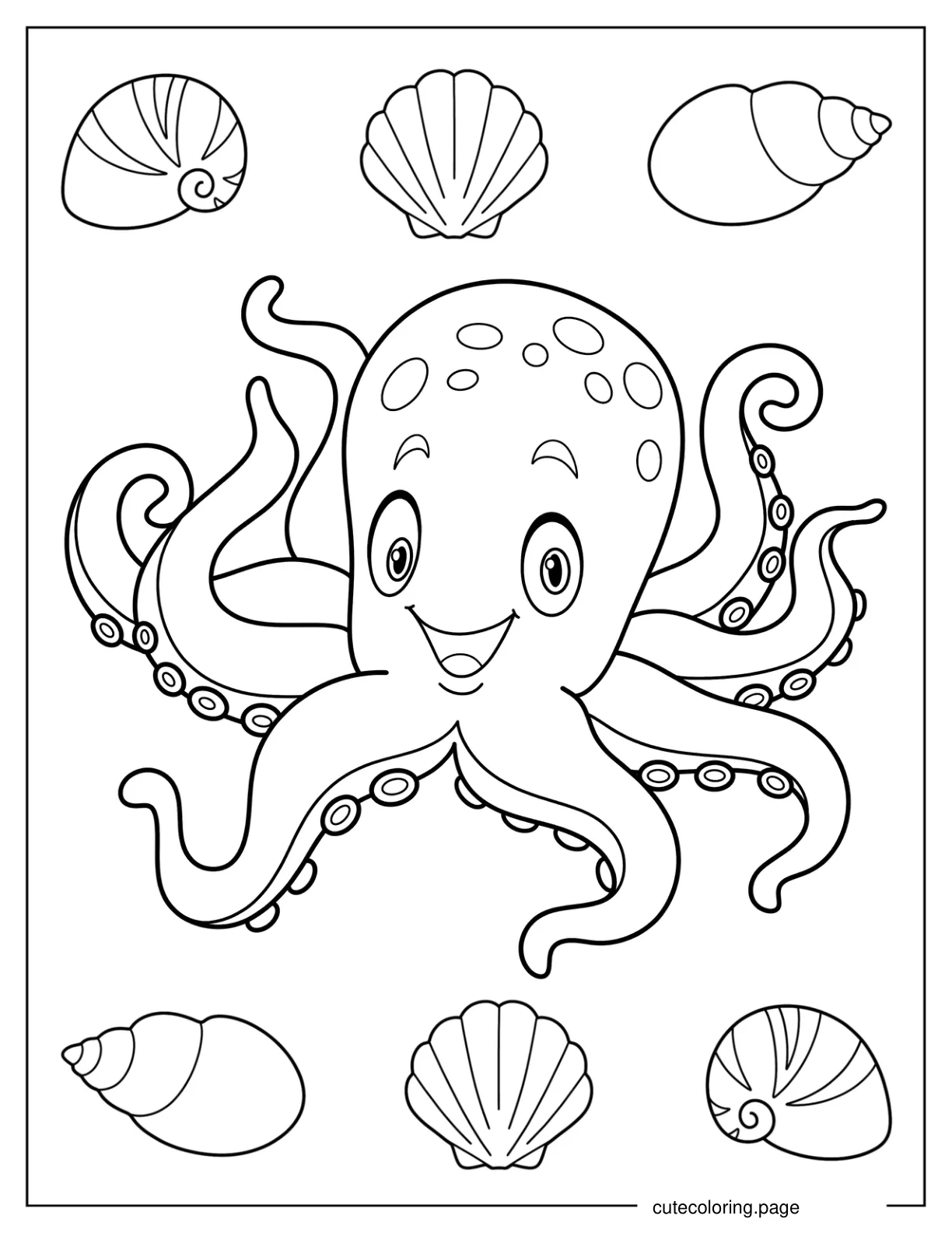 Cute Baby Octopus Coloring Sheet For Preschoolers coloring page