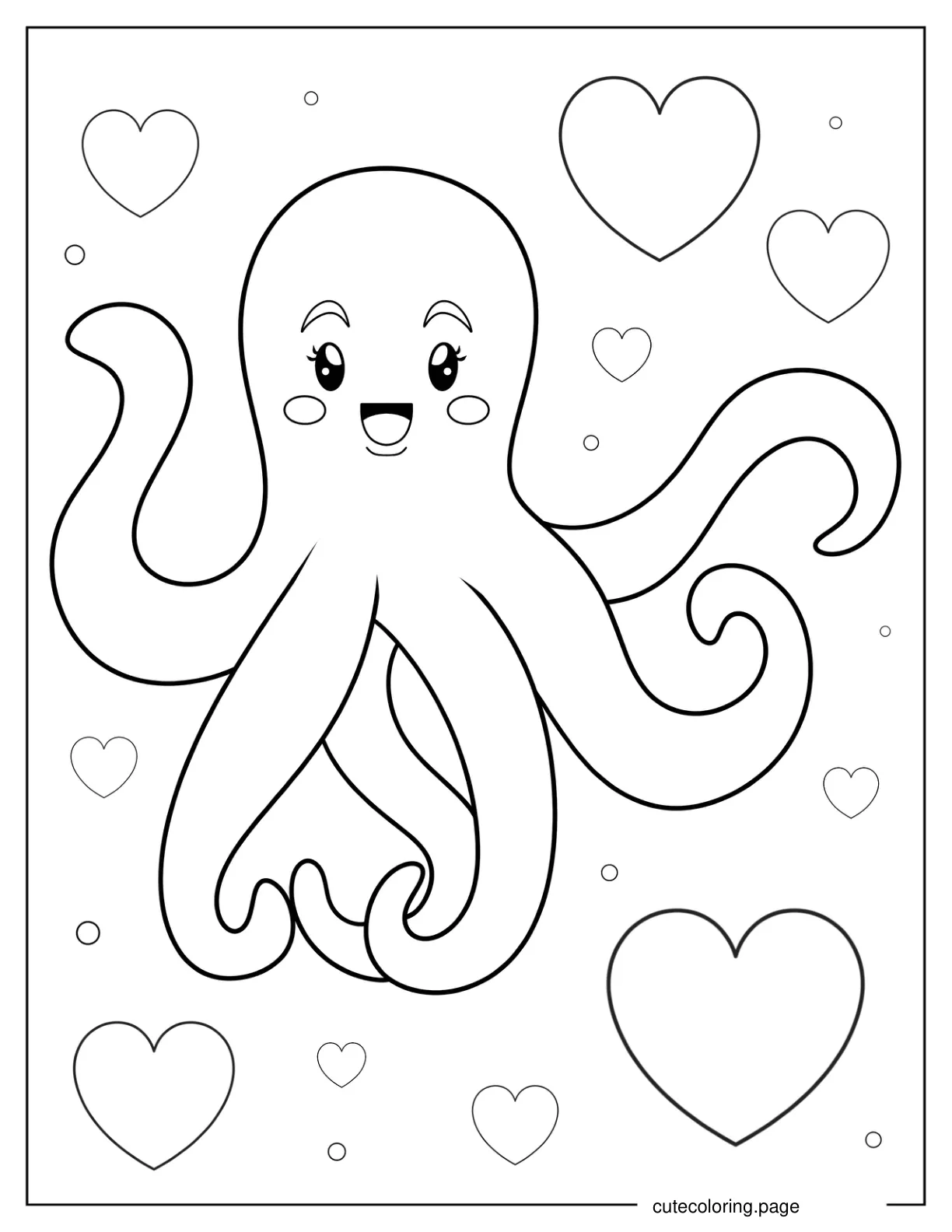 Easy Blushing Octopus Coloring Sheet For Preschoolers coloring page