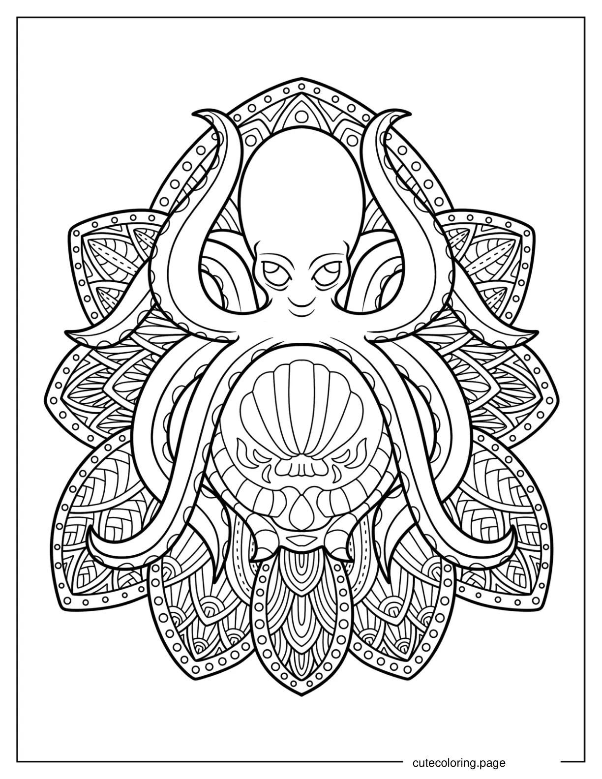 Easy Octopus Mandala Coloring Page coloring page