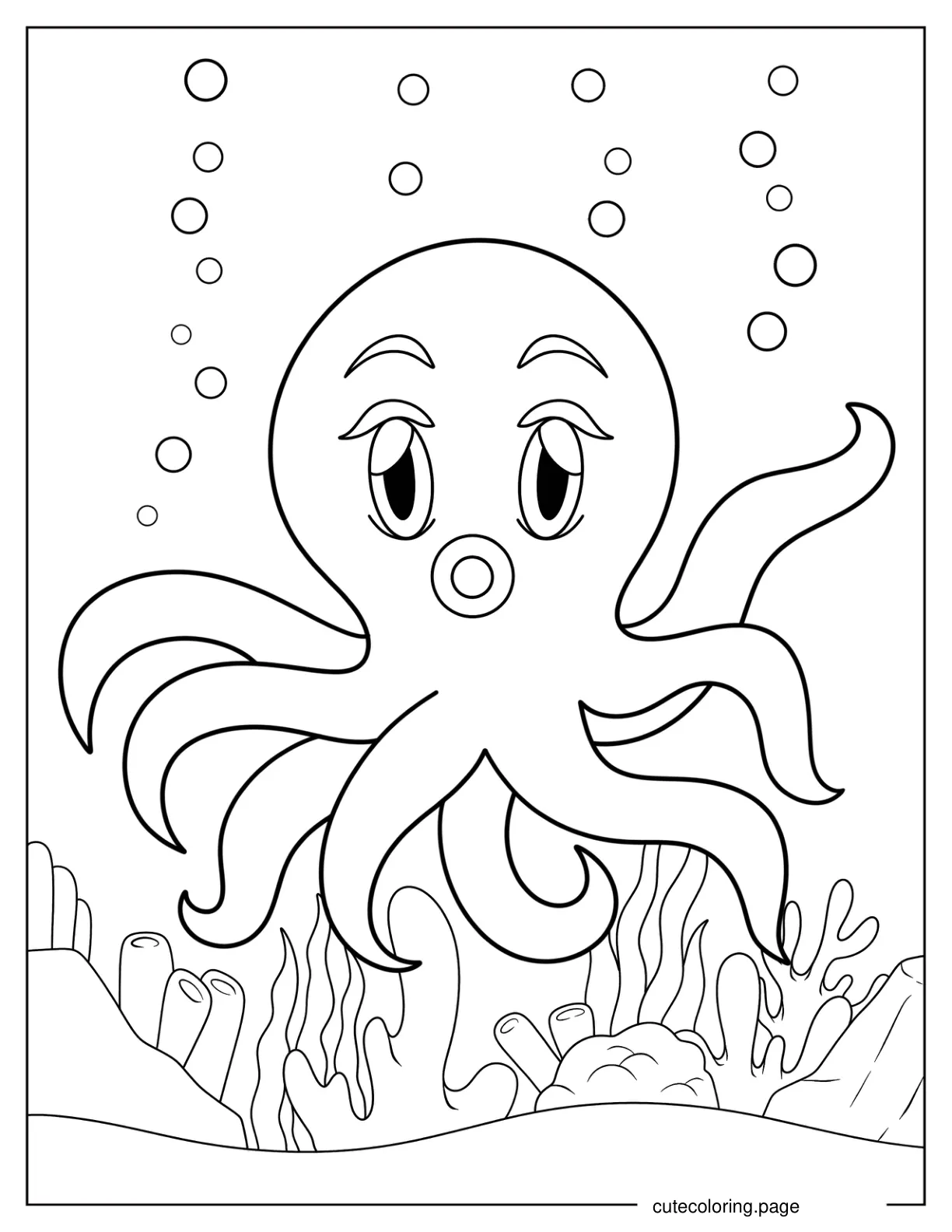 Kawaii Octopus Coloring Page For Kids coloring page