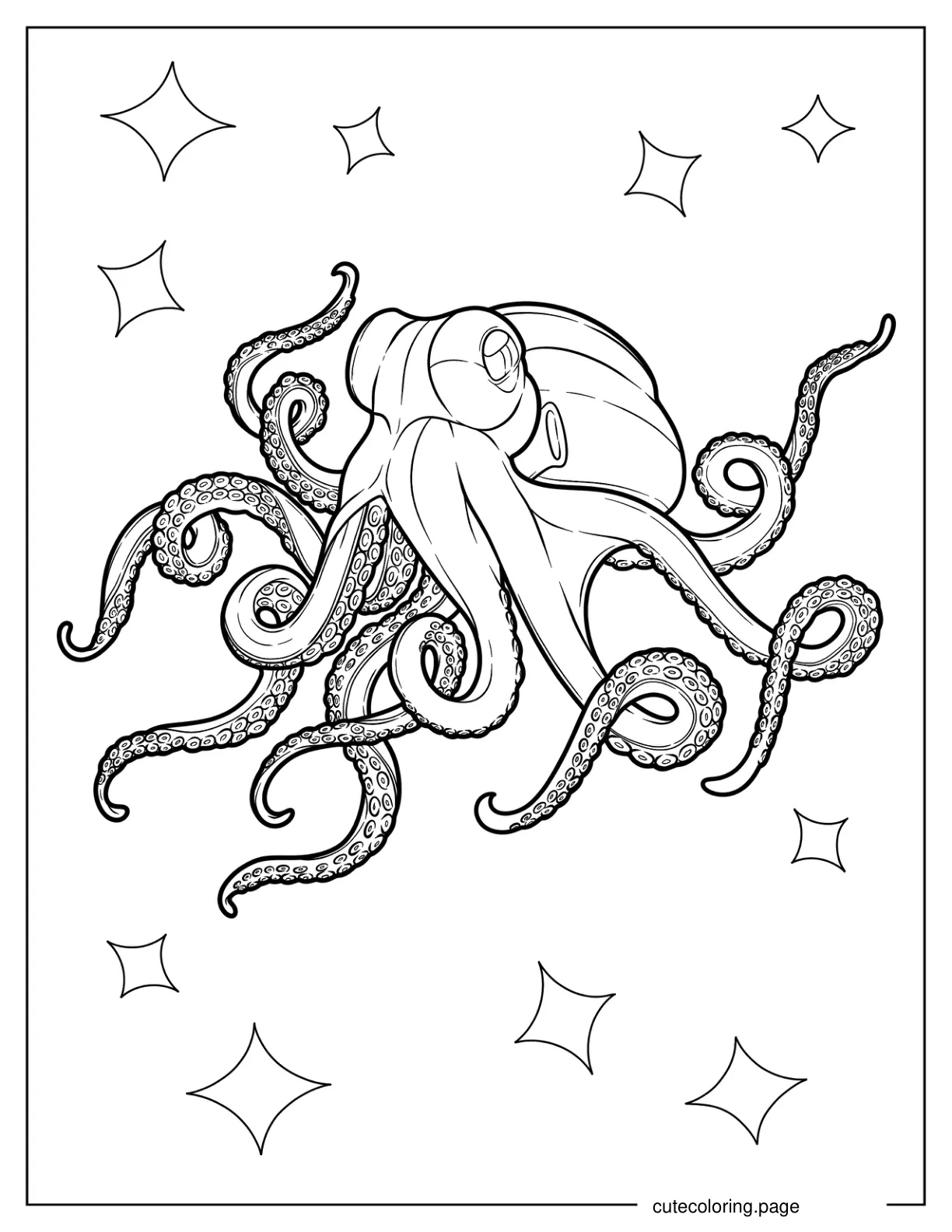 Realistic Smoothskin Octopus Coloring Page coloring page