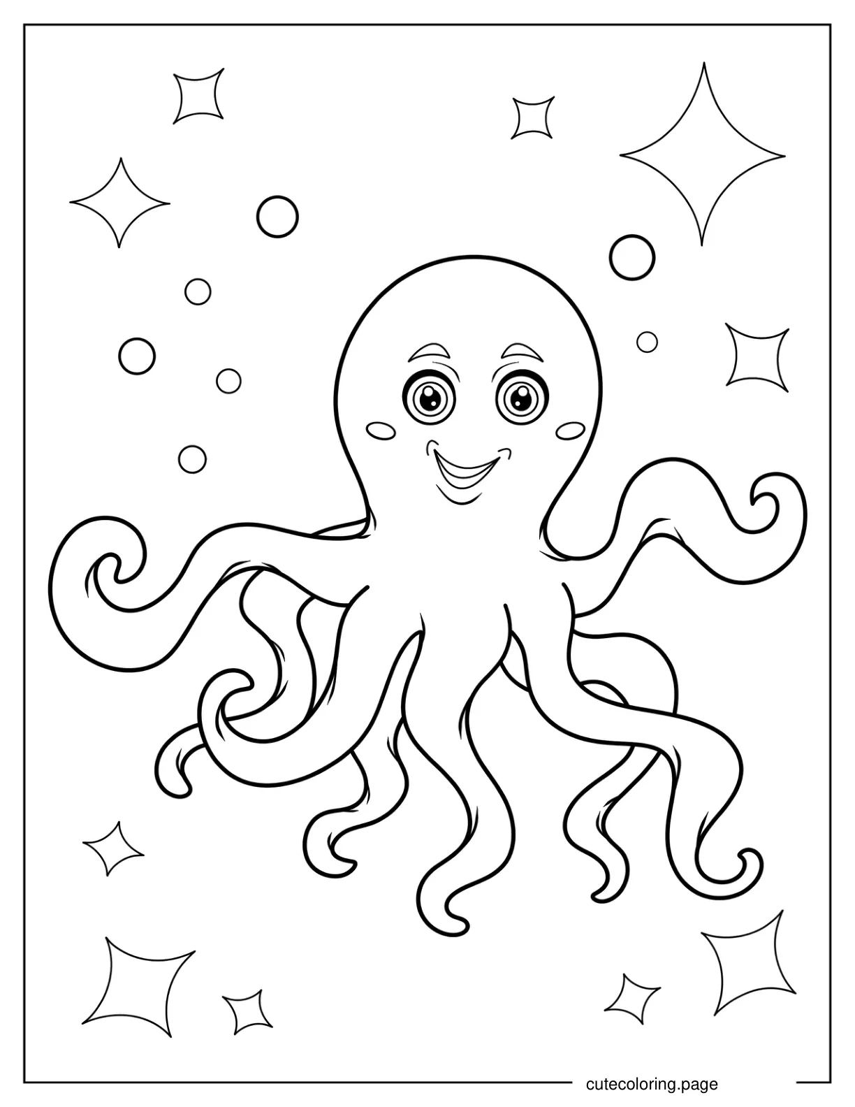 Smiling Cartoon Octopus coloring page