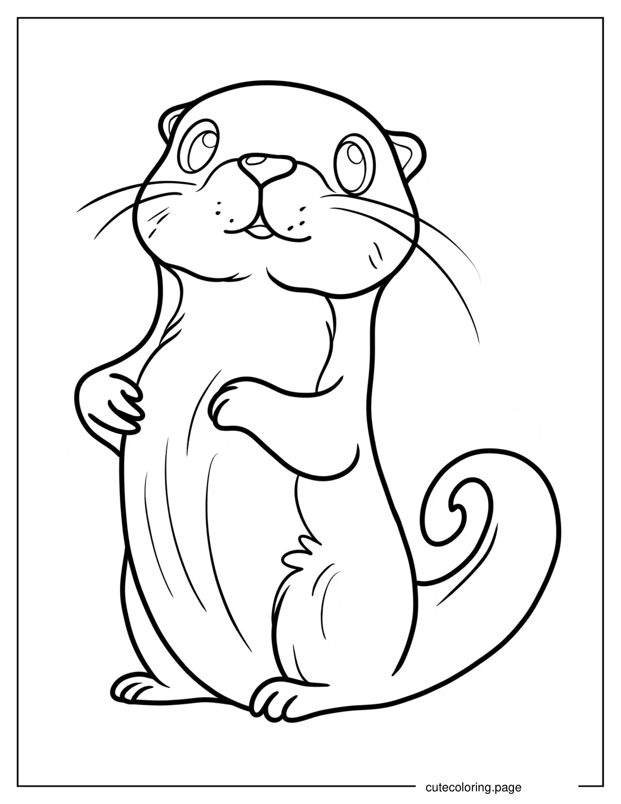 Simple Otter Standing Coloring Sheet For Kids coloring page